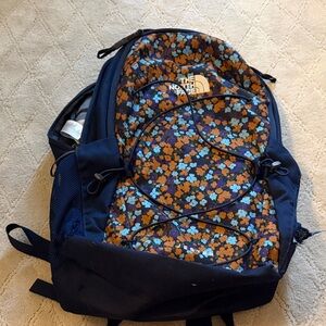 The North Face Blue and Brown Floral Backpack
